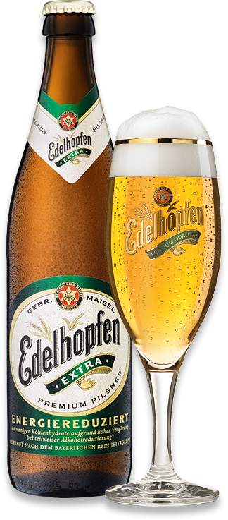 Edelhopfen EXTRA Flasche und Glas